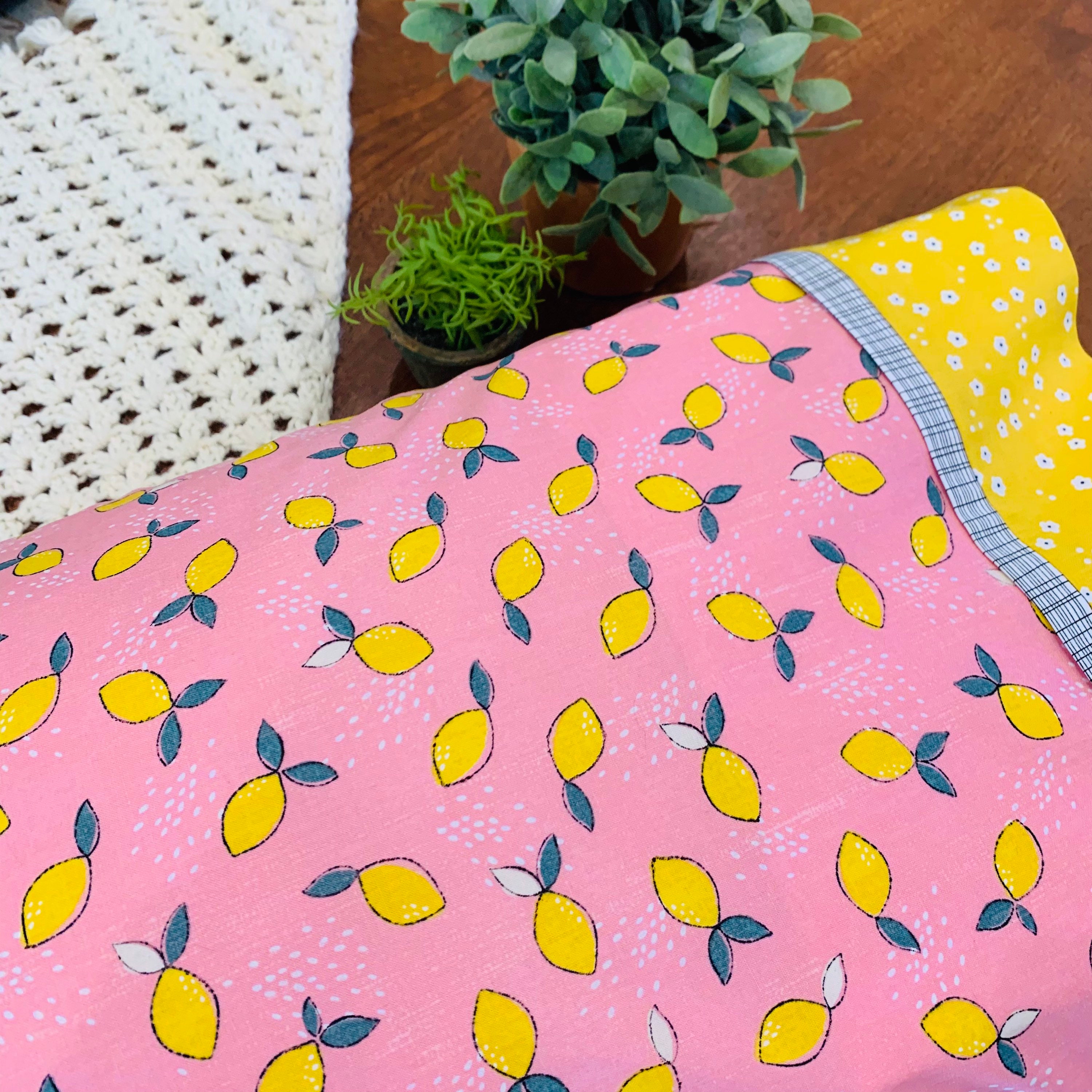 Handmade 100 cotton standard pillowcase Pink and Yellow Etsy