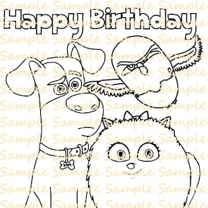 Secret Life of Pets Coloring Book Digital Coloring Pages Sheets Birthday Party Printables Supplies Fun Coloring Dog Cat Party Favor PDF