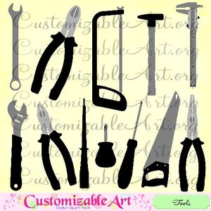 Tools Clipart Hand Tool Clip Art Caliper Coping Saw Hammer Pliers Screw Drivers Handy Wrench Construction Digital Printable Images Graphics