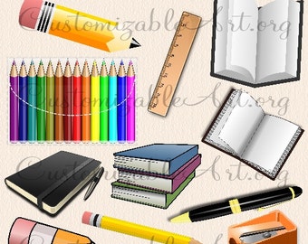 Office Supplies Digital Stamp Office Supplies Clipart / Office Stationery  Clipart / Classroom Clipart / Business Line Art / Pen / Pencil 