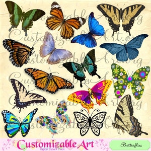 Butterfly Clipart Digital Butterflies Clip Art Cute Fun Colorful Butterfly Monarch Butterfly Garden Butterfly Clip Art Images Graphics