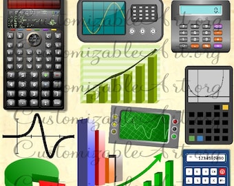 Calculator Clipart Digital Scientific Calculator Clip Art Graph Chart Financial Math Cute School Supply Engineer Office Supply Image Graphic