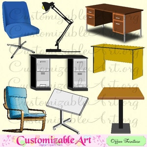 Table Clipart Digital Desk Clip Art Office Furniture Clipart Office Desk Chair Lamp Laptop Computer Desk Student Study School Images Graphic