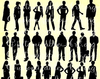 People Clipart Digital People Clip Art Silhouette Images Man Woman Boy Girl Office Lady Male Female Work Casual Person Clipart Graphics PNG