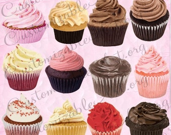 Cupcake Clipart Cup Cake Digital Clip Art Cupcakes Clipart Cup Cakes Images Cupcake Graphics Realistic Printable Cupcake Digital Image Pink
