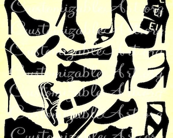 Shoe Clipart Digital Shoe Clip Art Silhouette Shoes Clipart Images Graphics Fashion Printables Womans Shoes Mens Shoes High Heels Boots PNG