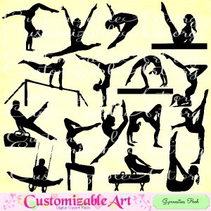 Gymnastics Clipart Gymnastics Clip Art Cute Gymnastics Girls Clipart Pack Set Sports Clipart Digital Yoga Clipart Yoga Gymnast Image Graphic