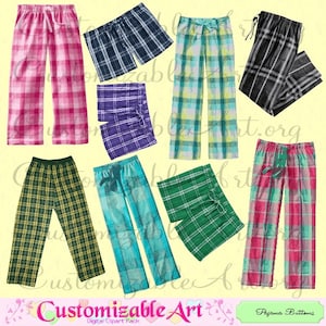 Pajama Pants Clipart Digital Pajama Bottom Clip Art Blue Green Pink Purple Black Grey Yellow Kids Boy Girl Man Woman Pajama Image PJ Graphic