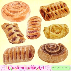 Danish Clipart Digital Danish Clip Art Cinnamon Bun Roll Fruit Danish Apple Danish Pastries Dessert Printable PNG Clipart Images Graphics