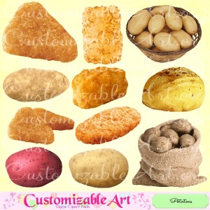 Potato Clipart Digital Potato Clipart Tater Tots Clipart Hash Brown Red Golden Roasted Potato Sack Image Graphics Spud Clip Art Potatoes PNG