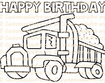 Dump Truck Party Favor Printable Cement Concrete Coloring Sheet Page Construction Birthday Supplies Theme Idea