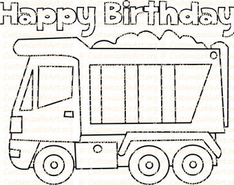 Truck Party Favor Printable Birthday Coloring Page Sheet Dump Cement Construction Theme Idea Supplies Digital PDF