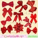 Red Ribbon Clipart Digital Red Bows Ribbons Clip Art Images Graphics Cute Red Present Gift Hair Bow Ribbon Realistic Clipart Scrapbook