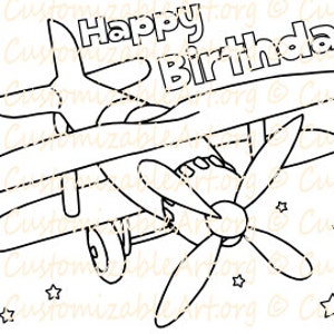 Plane Birthday Coloring Page Printable Airplane Birthday Party Supplies Colouring Sheet Party Idea Theme Party Fun Printables PDF