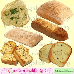 Italian Bread Clipart Digital Italian Garlic Bread Loaf Slice Piece Loaf of Bread Ciabatta Flat Bread Cheese Italian Toast Images Graphics