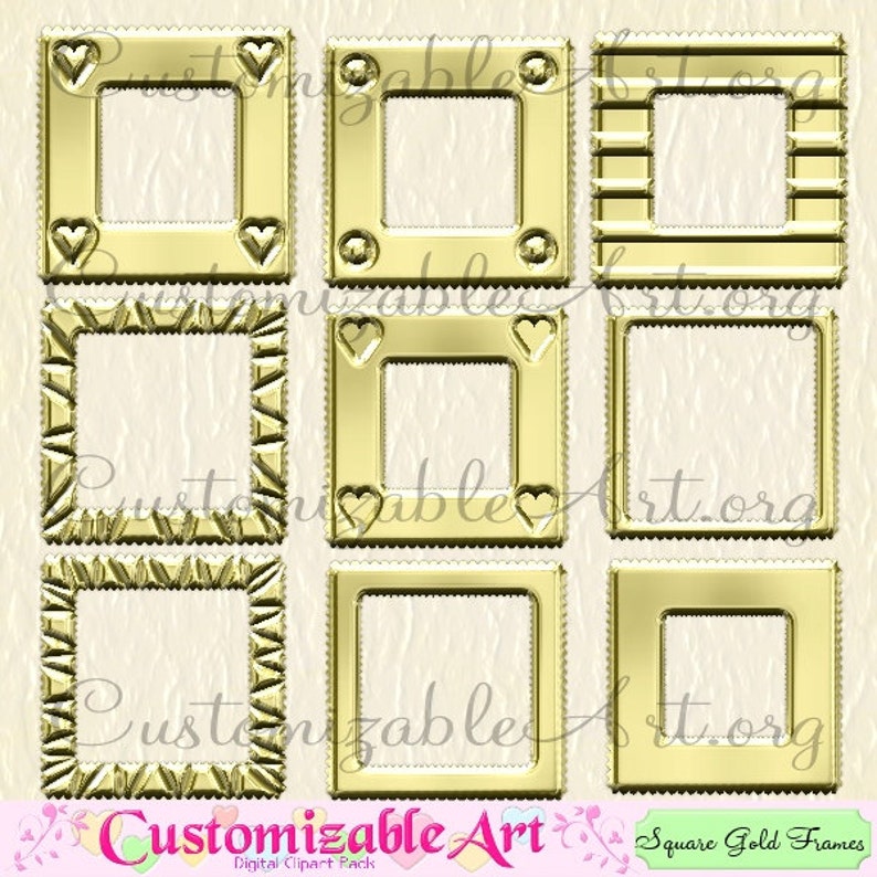 Gold Frame Clipart Digital Gold Frame Border Clip Art Etsy UK