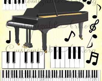 Piano Clipart Digital Pianos Clip Art Keyboards Musical Keys Notes Music Instrument Scores Grand Piano Digital Printable Download Images