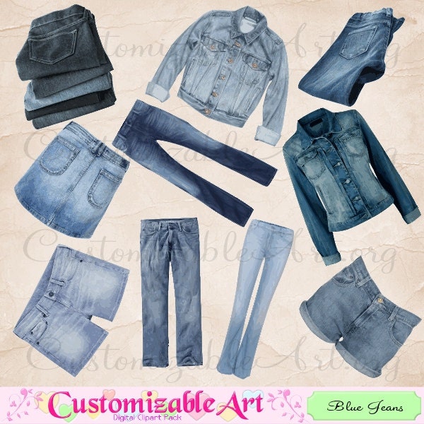 Blue Jeans Clipart Digital Jeans Clip Art Images Clothes Etsy