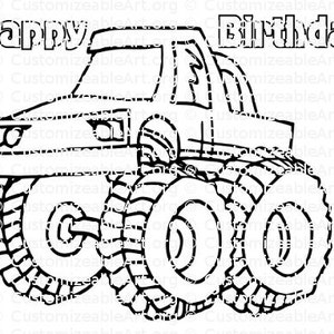 Monster Truck Party Favor Monster Truck Coloring Page Party Favors, Printable Monster Truck Party Favor Coloring Birthday Party Activity PDF