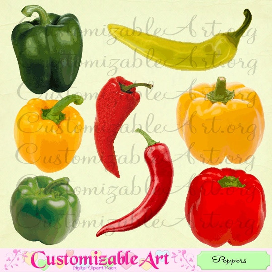 Pepper Clipart Digital Bell Pepper Clip Art Chili Clipart Hot Spicy ...