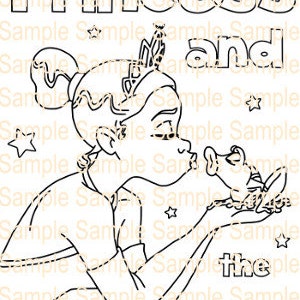 Princess and the Frog Coloring Book Printable Princess and the Prince Frog Coloring Sheets Page Tiana Birthday Theme Idea Party Supplies PDF