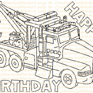 Tow Truck Party Favor Printable Truck Birthday Party Printables Coloring Page Sheet Birthday Party Supplies Tow Truck Crane Toy Digital PDF