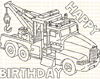 Tow Truck Party Favor Printable Birthday Printables Coloring Page Sheet Supplies Crane Toy Digital PDF
