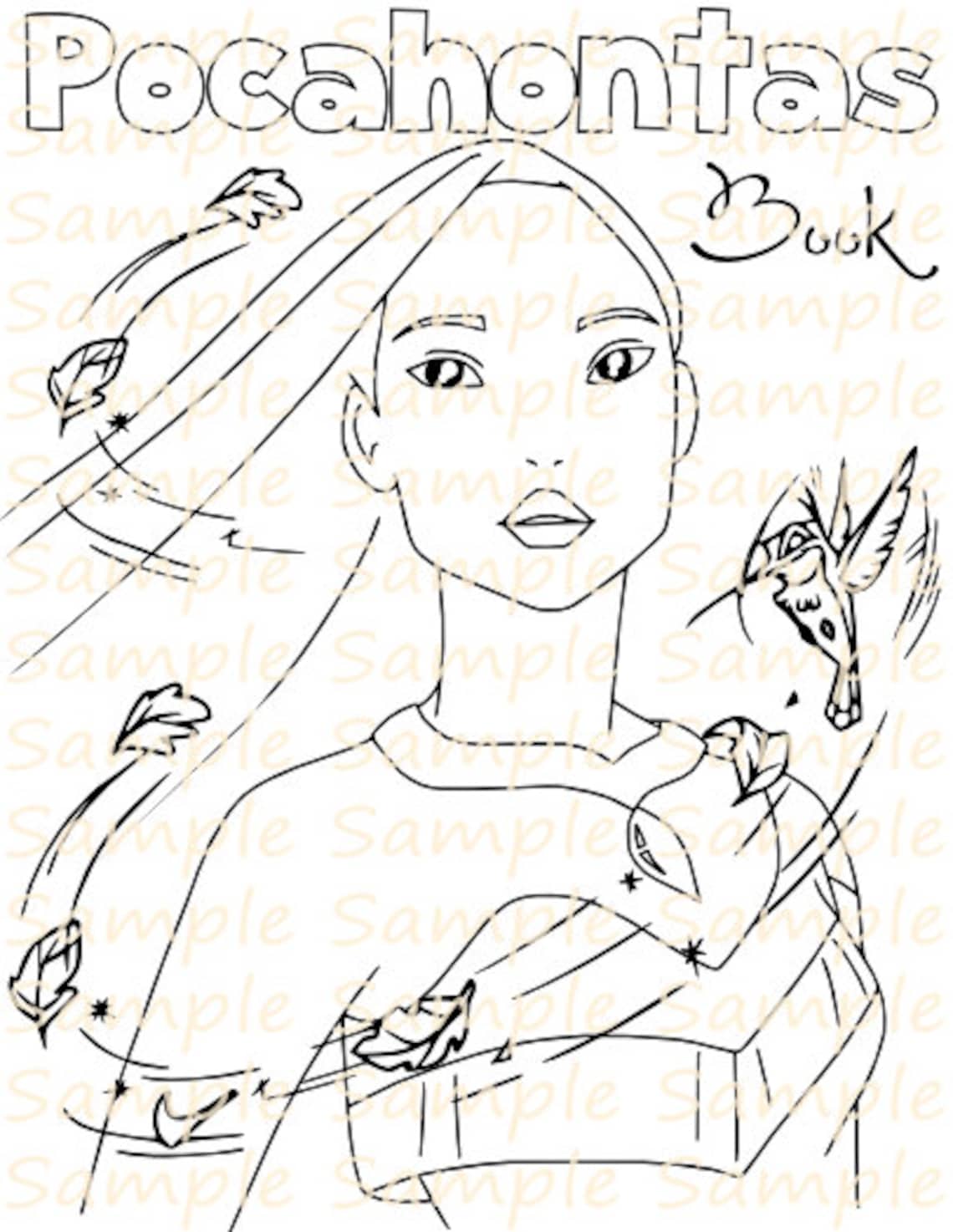 Pocahontas Party Favor Printable Pocahontas Coloring Book Sheets Pages ...