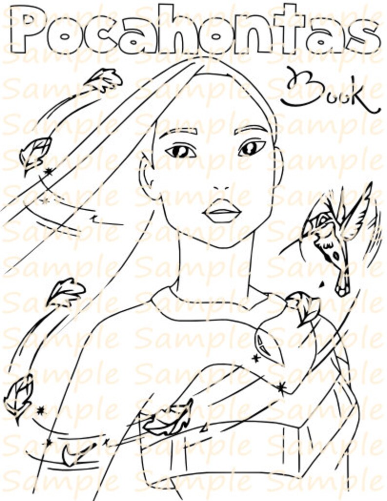 Pocahontas Party Favor Printable Pocahontas Coloring Book Sheets Pages ...