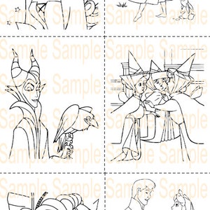 Dornröschen Party Favor Druckbare Dornröschen Malbuch Bogen Seiten Aurora Malefiz Dornröschen Geburtstagsparty Digital PDF