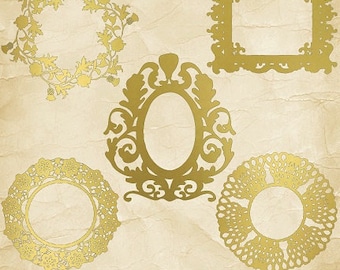 Gold Frames Clipart Gold Border Clipart Gold Frame Clipart Printable Gold Frames Gold Border Clip Art Images, Digital Scrapbook Golden Frame