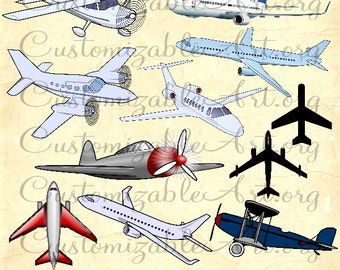 Plane Clipart Digital Airplane Aircraft Clip Art Flying Fly Airline Plane Jet Airplane Silhouette Printable Flight Clipart Images Graphics