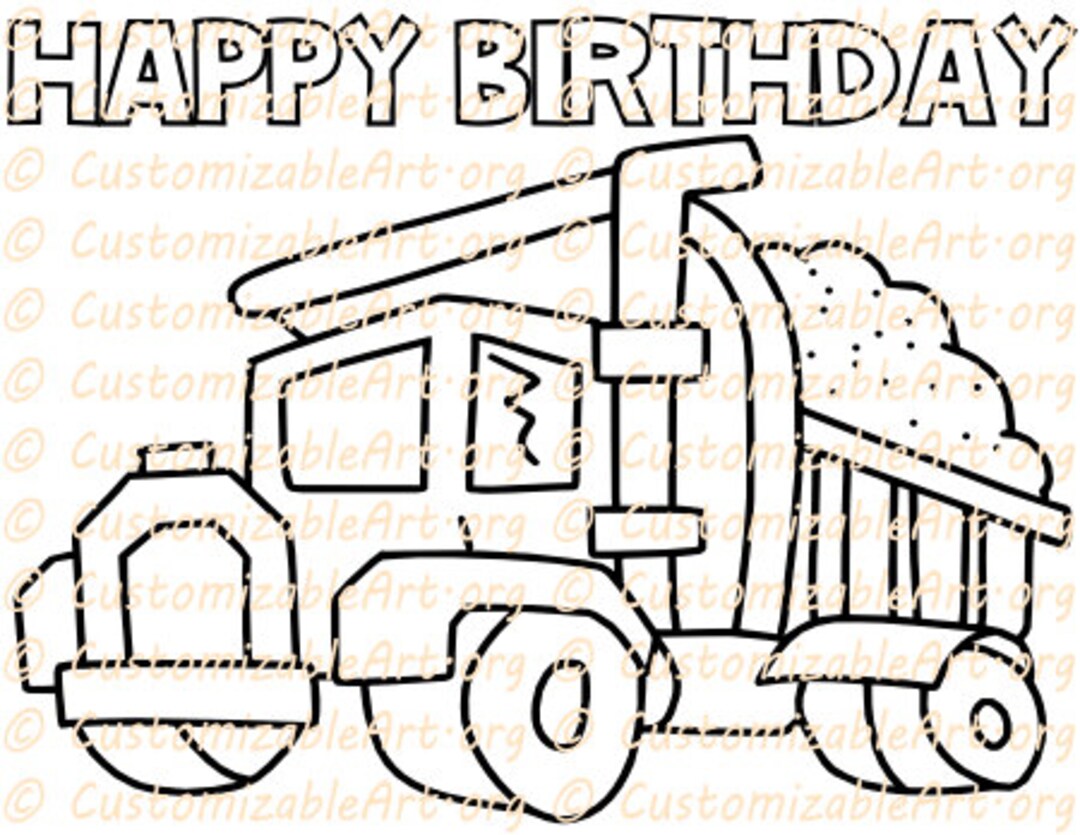 Dump Truck Party Favor Printable Cement Concrete Dump Truck Coloring ...