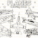 Plane Coloring Book Printable Airplane Coloring Pages Vintage Planes Aeroplanes Bithday Party Supplies Printables Fun Digital Download PDF