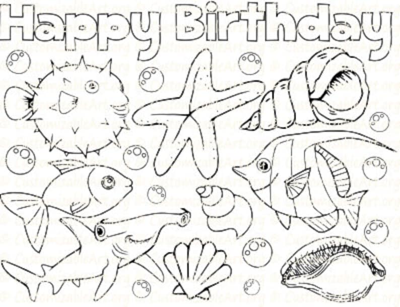Under the Sea Party Favor Printable Fish Starfish Seashell Shell Coloring Page Sheet Under the Under the Sea Party Favor Printable Fish Starfish Seashell Shell Coloring Page Sheet Under the