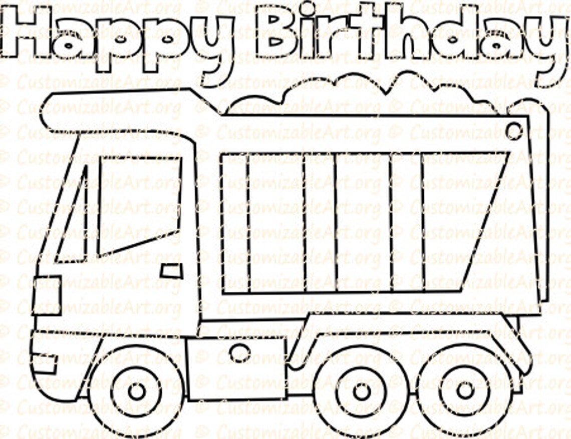 Truck Party Favor Printable Truck Birthday Coloring Page Sheet Dump ...