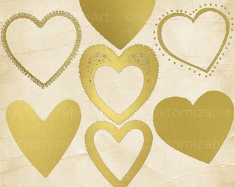 Gold Heart Clipart Gold Hearts Clip Art Golden Heart Frames Gold Heart Border Clipart Gold Heart Digital Elegant Printable Gold Hearts