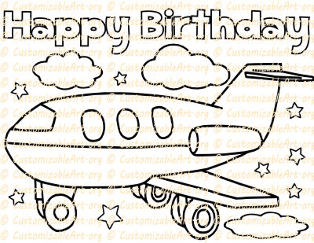 Airplane Party Favor Printable Birthday Coloring Page Sheet Plane Party