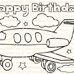 Airplane Party Favor Printable Birthday Coloring Page Sheet Plane Party Supplies Birthday Theme Idea Plane Coloring Birthday Activity PDF