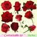 Red Rose Clipart Digital Red Roses Clipart Images Bright Dark Red Single Bouquet Flower Clip Art Graphic Bunch of Red Roses Floral Printable