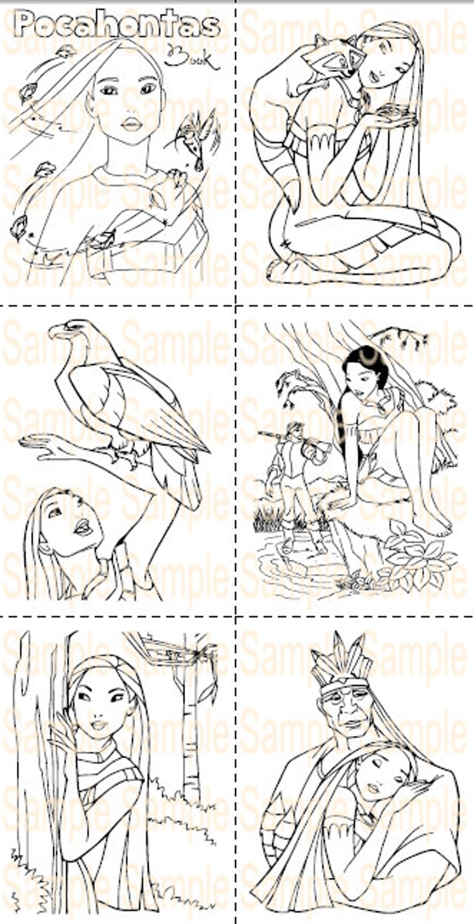 Pocahontas Party Favor Printable Pocahontas Coloring Book Sheets Pages ...