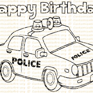 Página para colorir de carro de polícia para imprimir Folha para colorir de carro de polícia Carro de polícia Policial para colorir Fontes de festa de aniversário para imprimir para colorir PDF