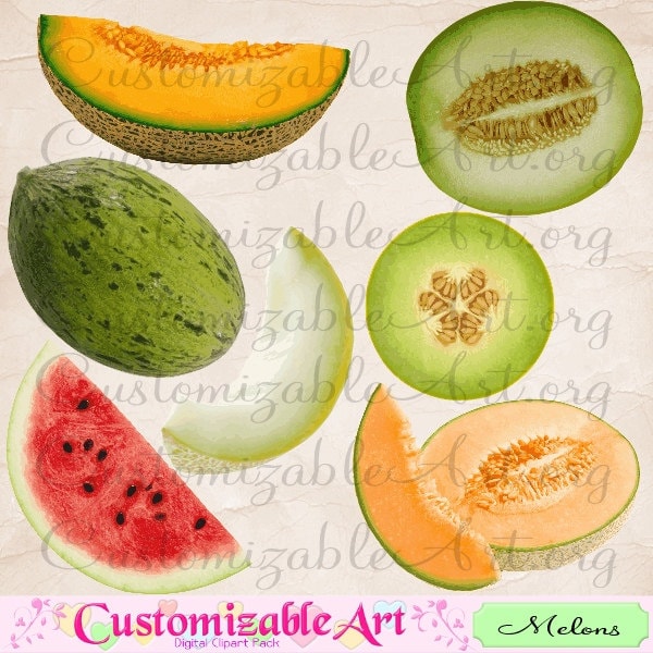 Melon Melon de Clipart Digital Clip Art pastèque melon melon miel tranche morceau coupe Wedge graines entières Clipart Desserts Images graphiques