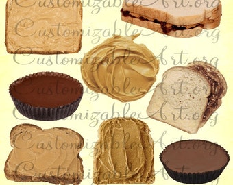 Peanut Butter Clipart Digital Peanut Butter Jelly Sandwich Peanut Butter Cup Clip Art Soft Crunchy Peanut Spread Peanut Jam Images Graphics