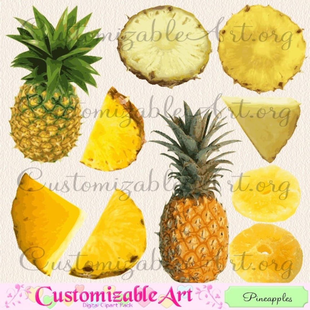 Pineapple Clipart Digital Pineapple Clip Art Yellow Fruit Images Whole ...