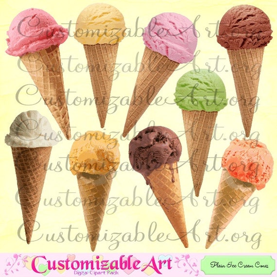 Ice Cream Clipart Digital Ice Cream Cone Clip Art Simple Ice Etsy