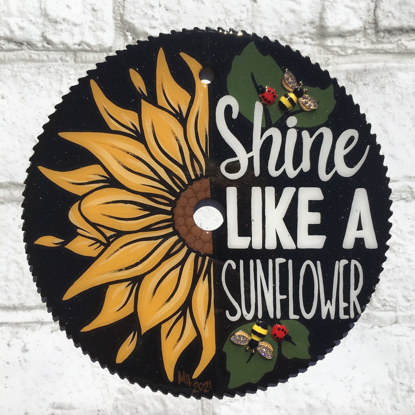 Shine like a sunflower Saw blade painting Etsy