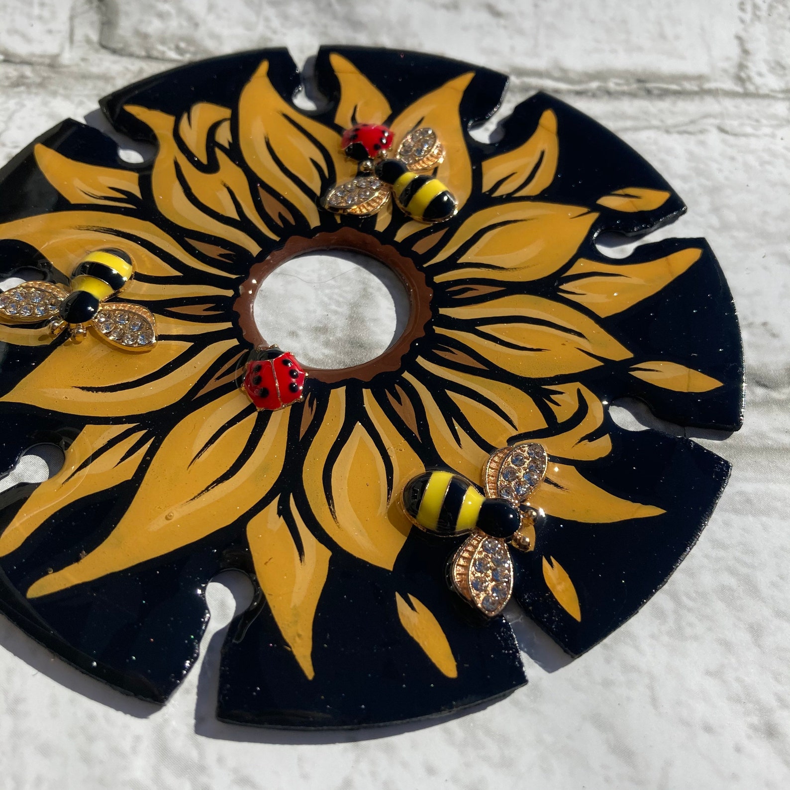 Mini sunflower saw blade painting Etsy