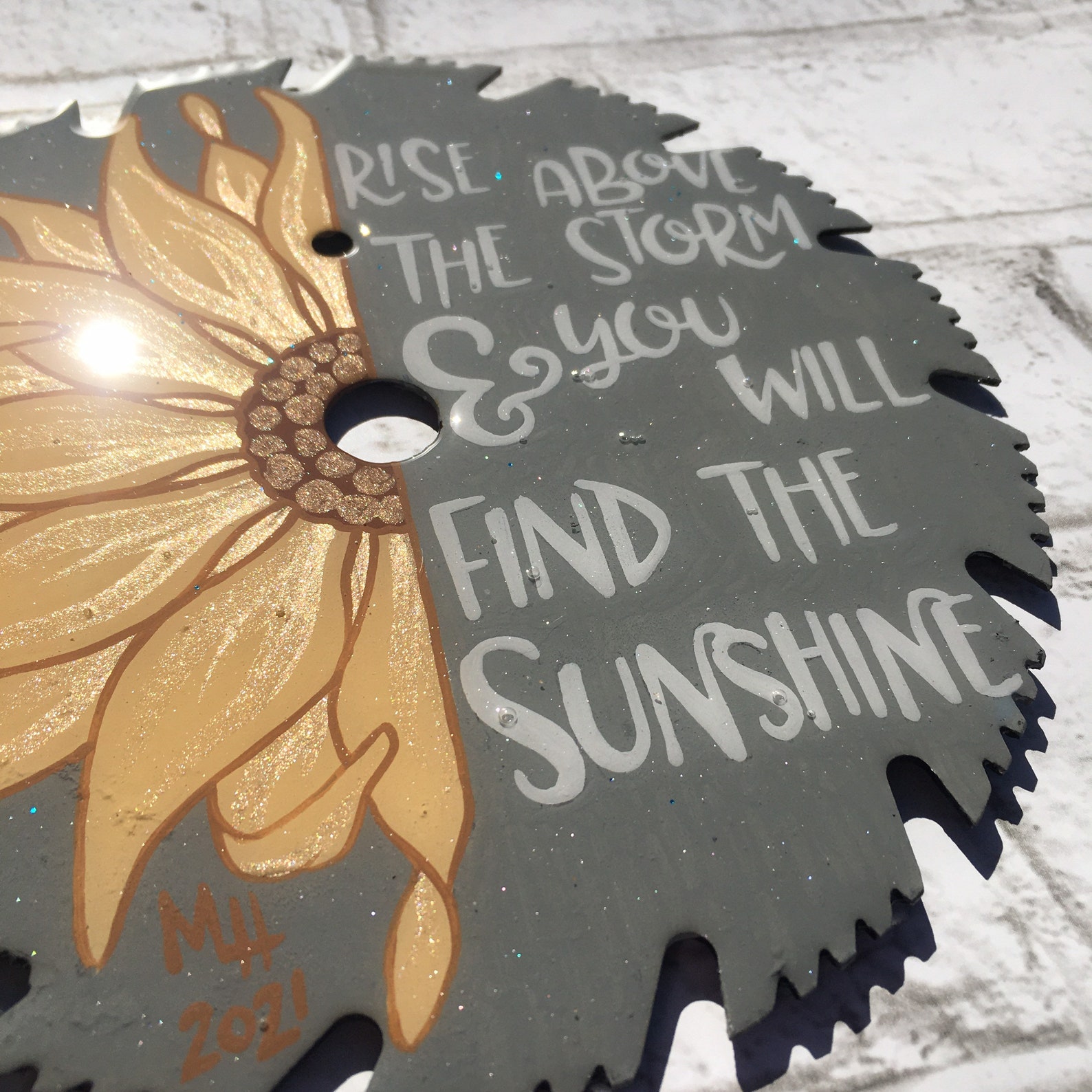 Rise above the storm Sunflower saw blade Etsy