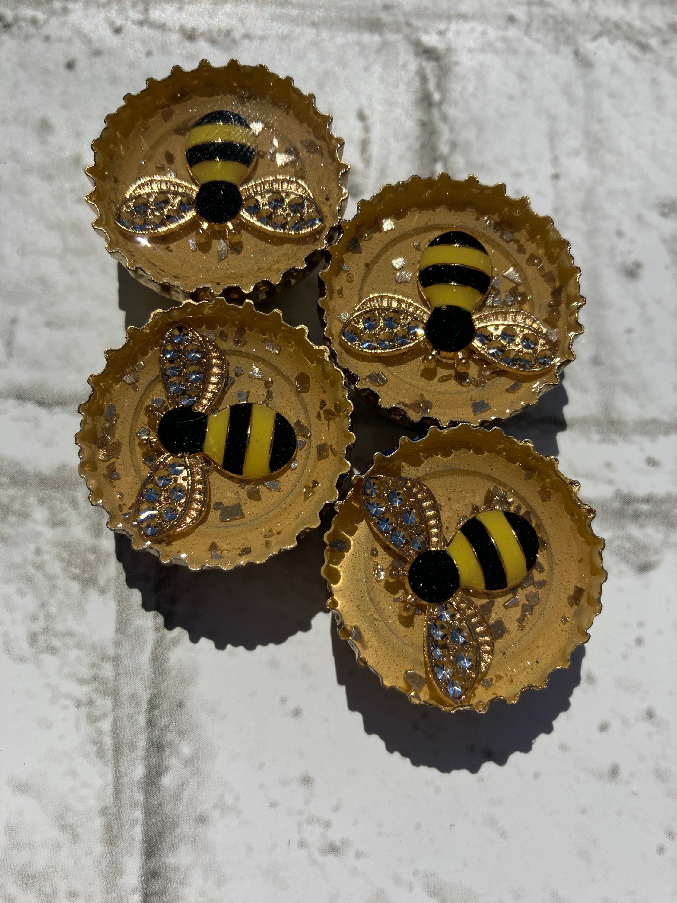 Recycled Bottle cap bumblebee set of 4 Etsy